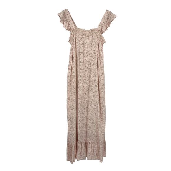 Sadie & Sage Polka Dot Milkmaid Maxi Dress Sz S Boho Cottagecore Ruffle Prairie - Picture 1 of 11